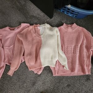 No Boundaries Pink and Cream Sweater Set - Bundle